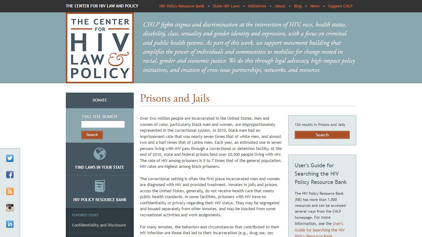 Prisons and Jails | The Center for HIV Law and Policy